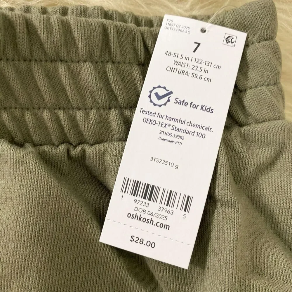 NWT OshKosh B'gosh French Terry Cargo Skirt Size 7 / 7A Khaki Green